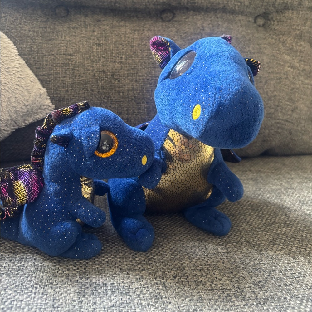 Blue and Gold Dragon Plush Toy Set Ty babies - Picture 2 of 5